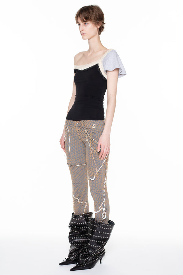 JEWELRY TIGHTS JEANS in grey and beige JEWELRY TIGHTS JEANS in grey and beige