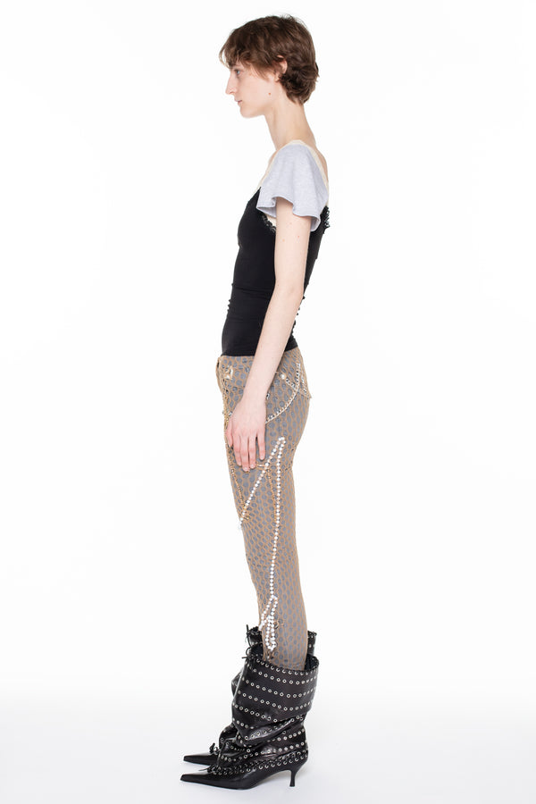JEWELRY TIGHTS JEANS in grey and beige JEWELRY TIGHTS JEANS in grey and beige