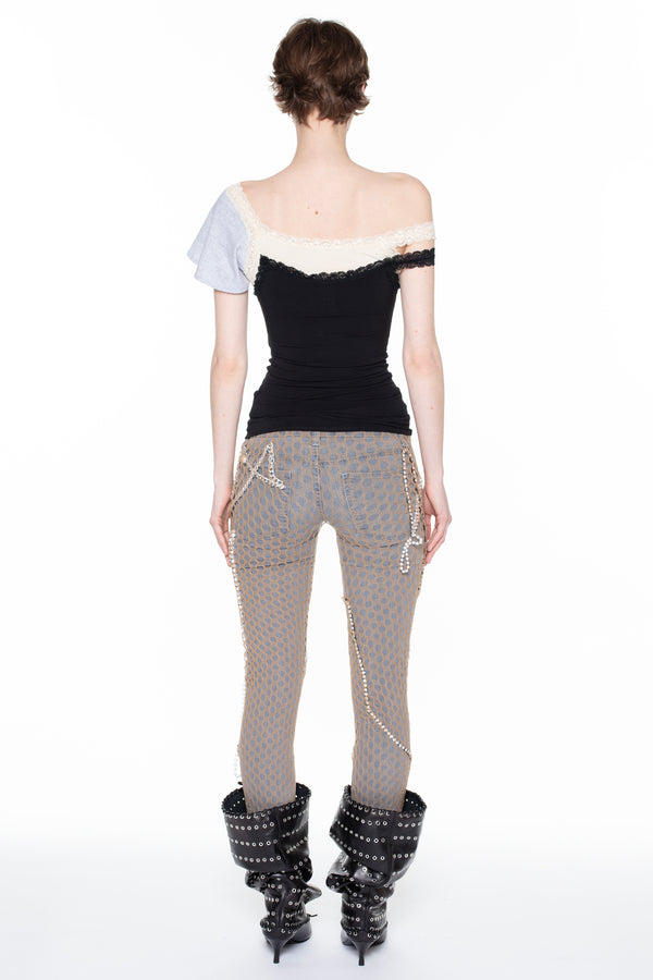 JEWELRY TIGHTS JEANS in grey and beige JEWELRY TIGHTS JEANS in grey and beige