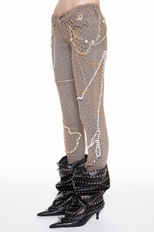 JEWELRY TIGHTS JEANS in grey and beige JEWELRY TIGHTS JEANS in grey and beige