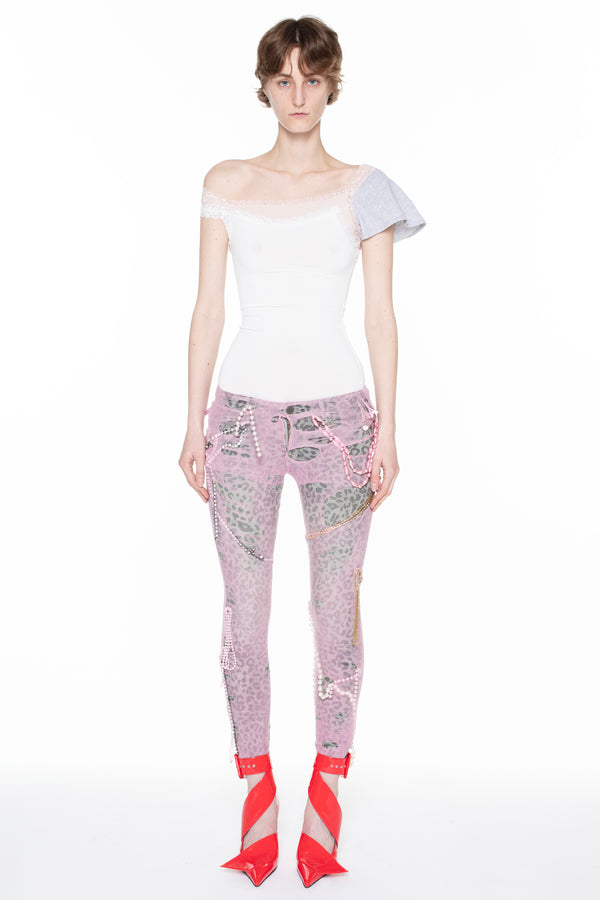 JEWELRY TIGHTS JEANS in grey and pink JEWELRY TIGHTS JEANS in grey and pink