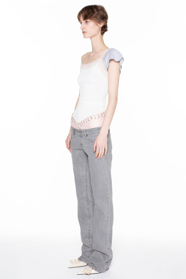 DOUBLE DENIM JEANS in grey and pink DOUBLE DENIM JEANS in grey and pink