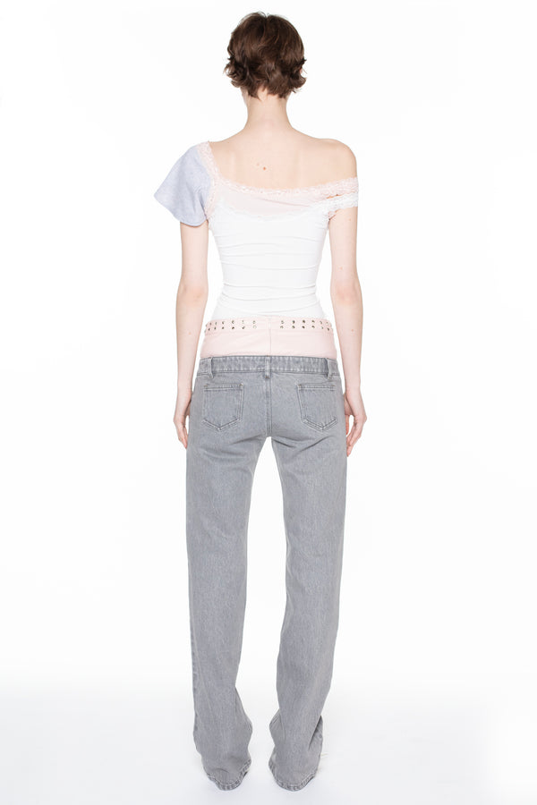 DOUBLE DENIM JEANS in grey and pink DOUBLE DENIM JEANS in grey and pink