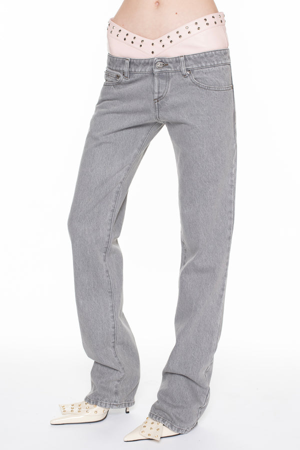 DOUBLE DENIM JEANS in grey and pink DOUBLE DENIM JEANS in grey and pink