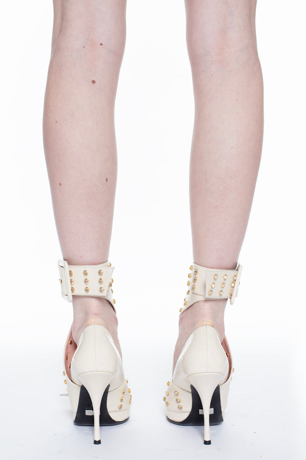 CRYSTAL BELT PUMP in beige naplak CRYSTAL BELT PUMP in beige naplak