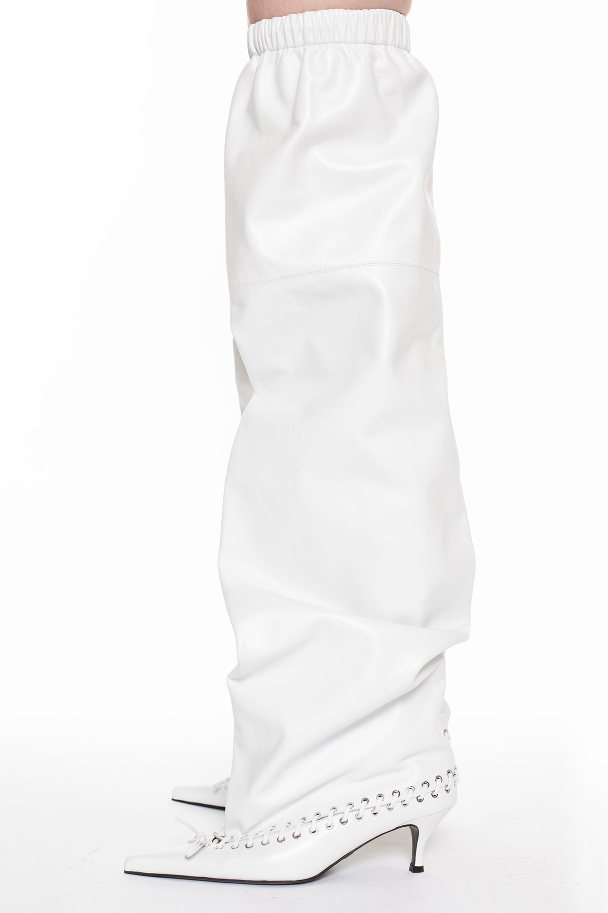LEVEL BOOT, THIGH HIGH in white perlato nappa