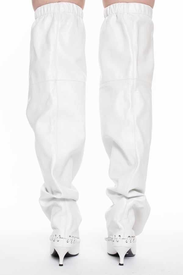 LEVEL BOOT, THIGH HIGH in white perlato nappa LEVEL BOOT, THIGH HIGH in white perlato nappa