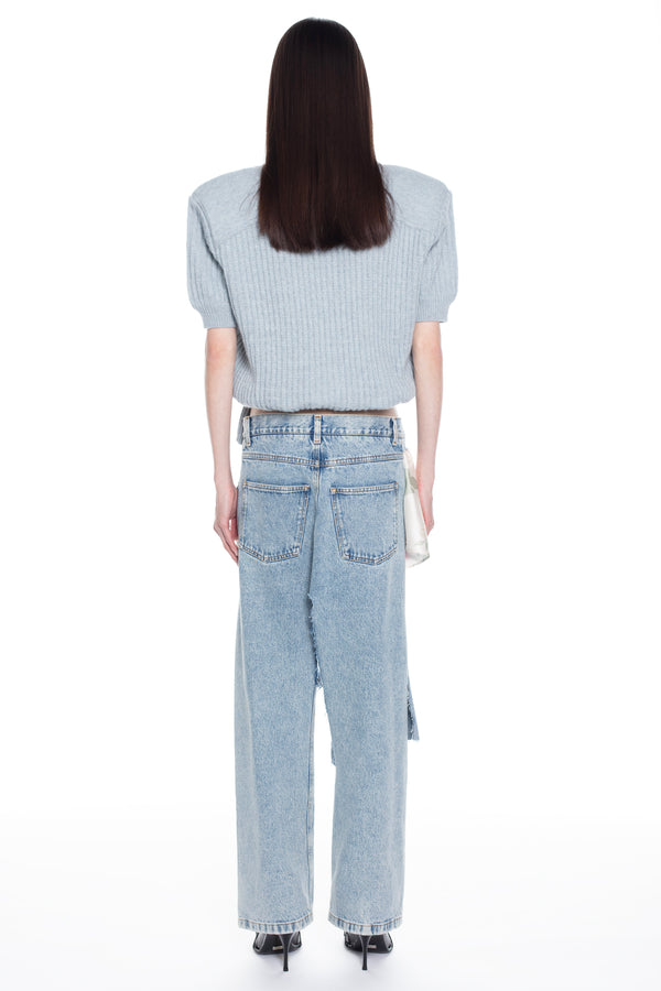 DISPLAY ARMY SWEATER, CAP SLEEVE in baby blue DISPLAY ARMY SWEATER, CAP SLEEVE in baby blue