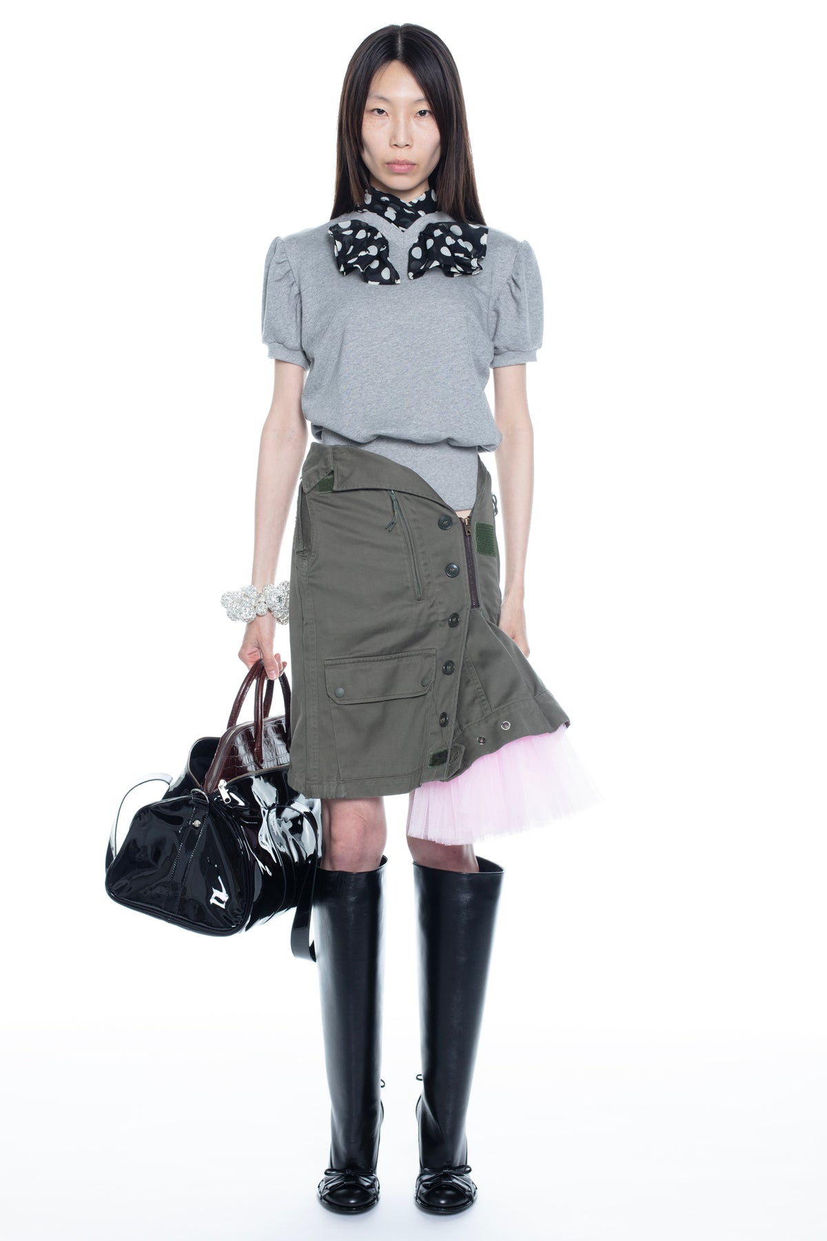 FOULARD TOP in grey