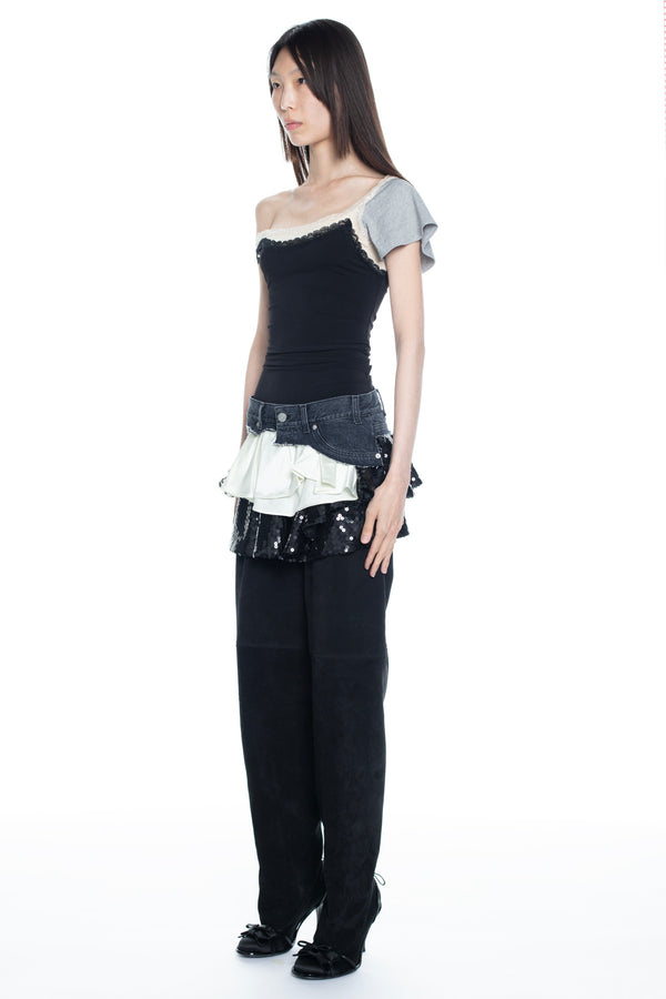 SEQUIN TRIPLE SKIRT in black SEQUIN TRIPLE SKIRT in black