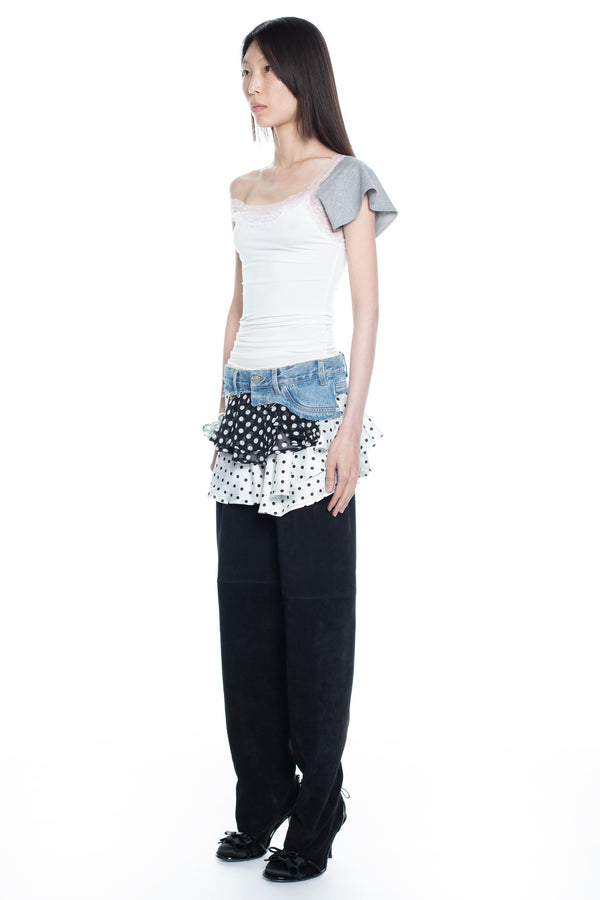 POLKA DOT TRIPLE SKIRT in light blue POLKA DOT TRIPLE SKIRT in light blue