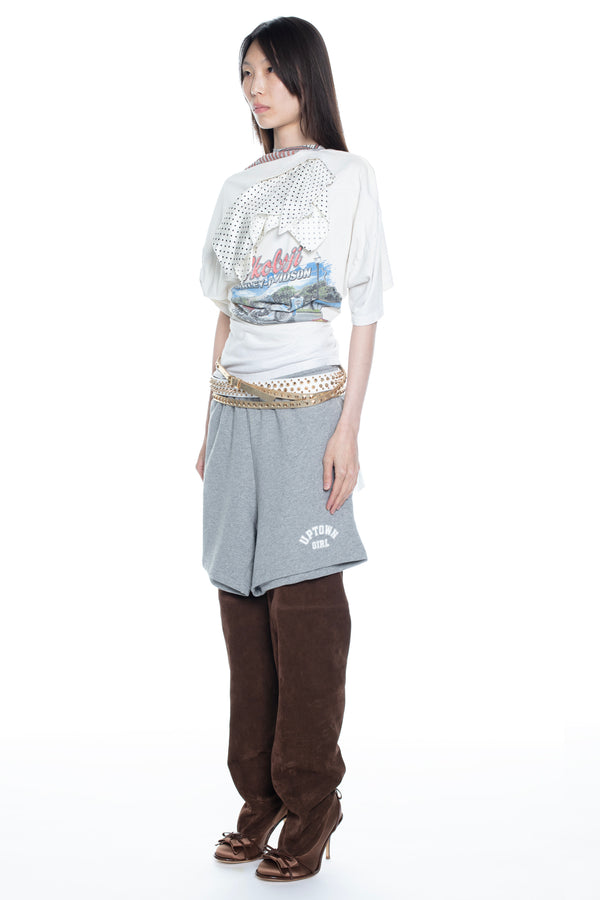 REVERSIBLE SWEATSHORT SKIRT in heather grey REVERSIBLE SWEATSHORT SKIRT in heather grey