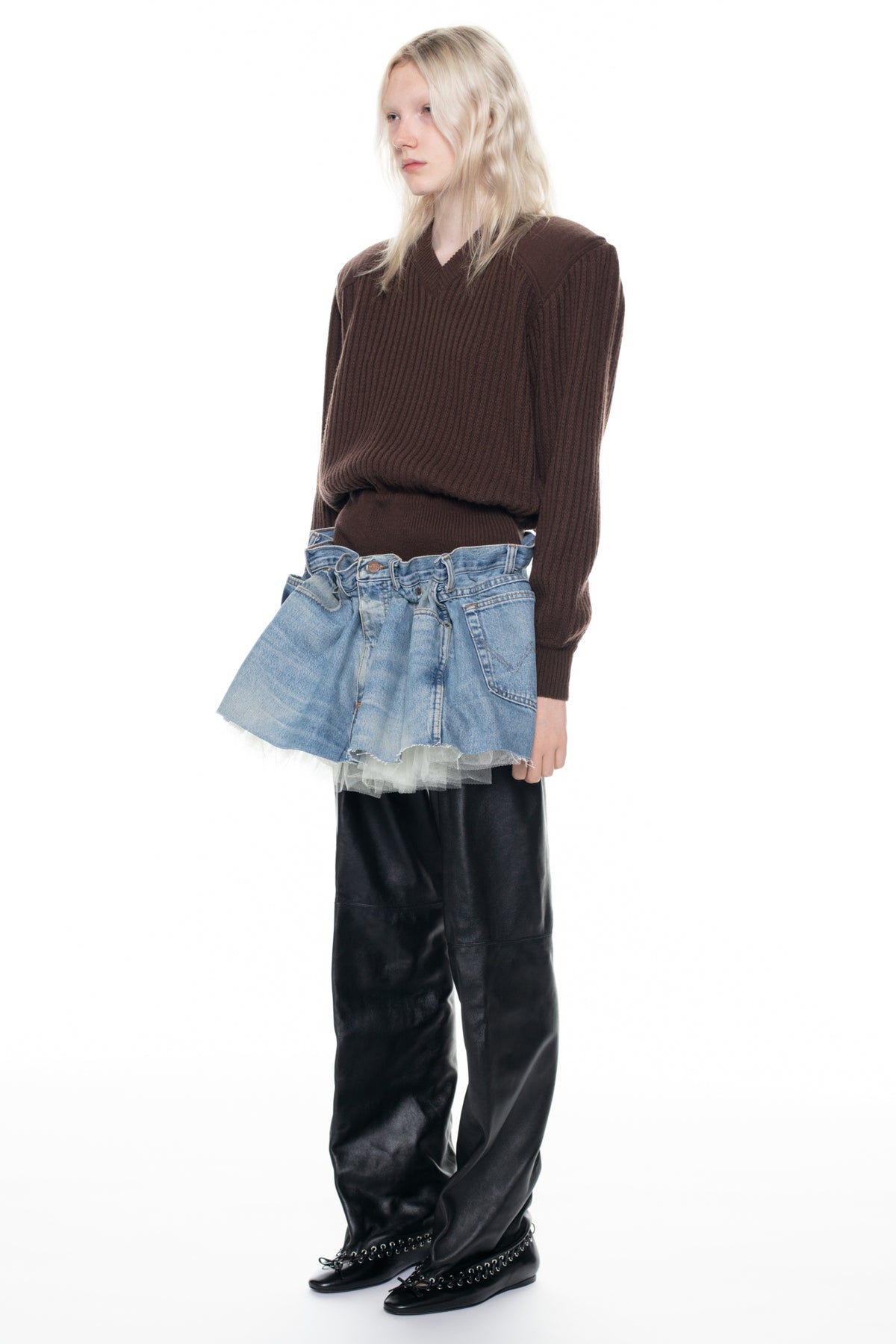 SCRUNCH DENIM SKIRT in blue