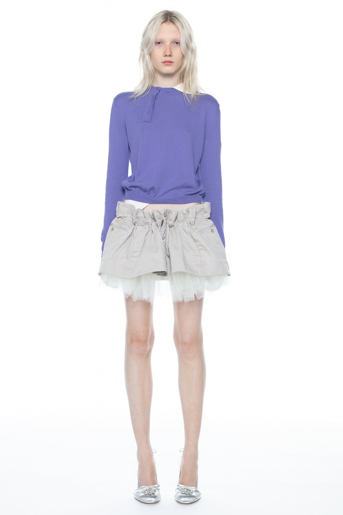SCRUNCH CHINO SKIRT in beige