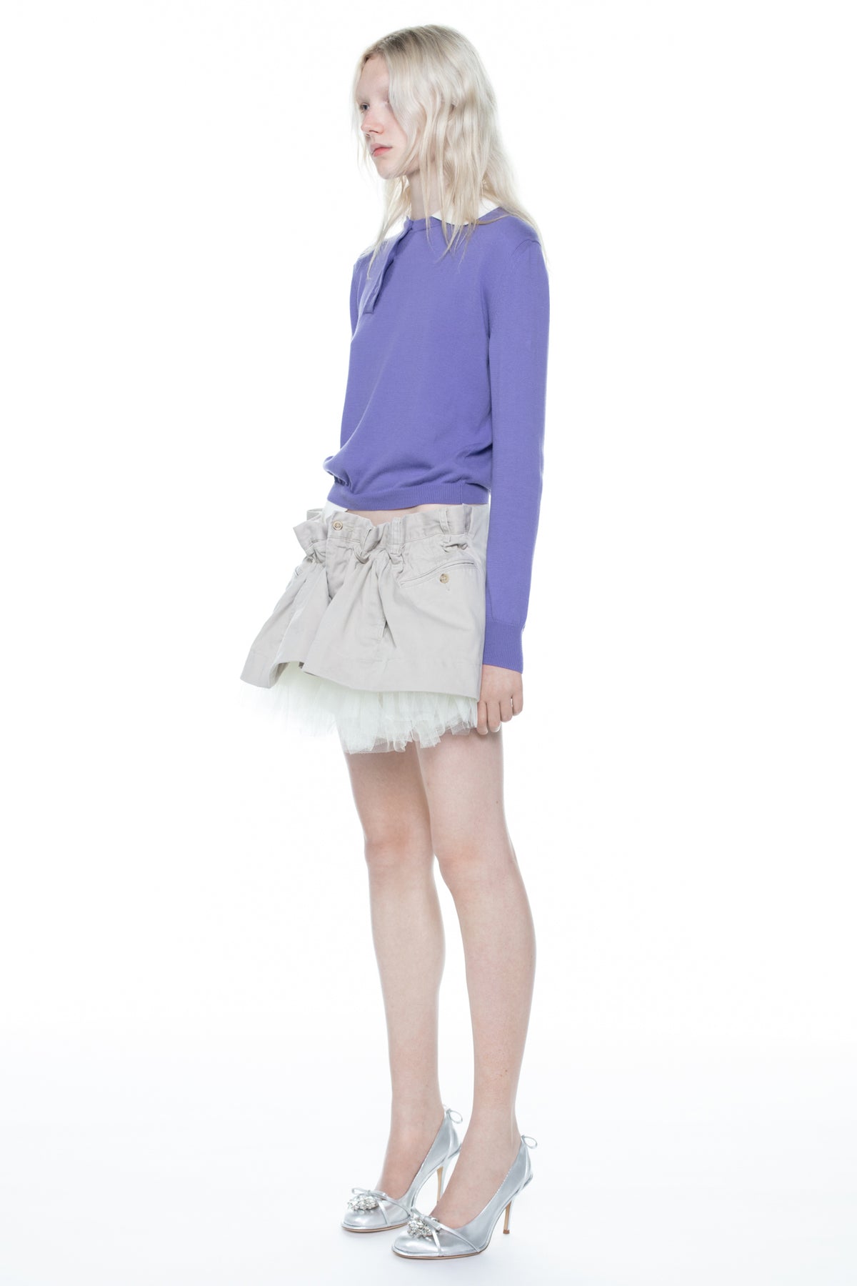 SCRUNCH CHINO SKIRT in beige