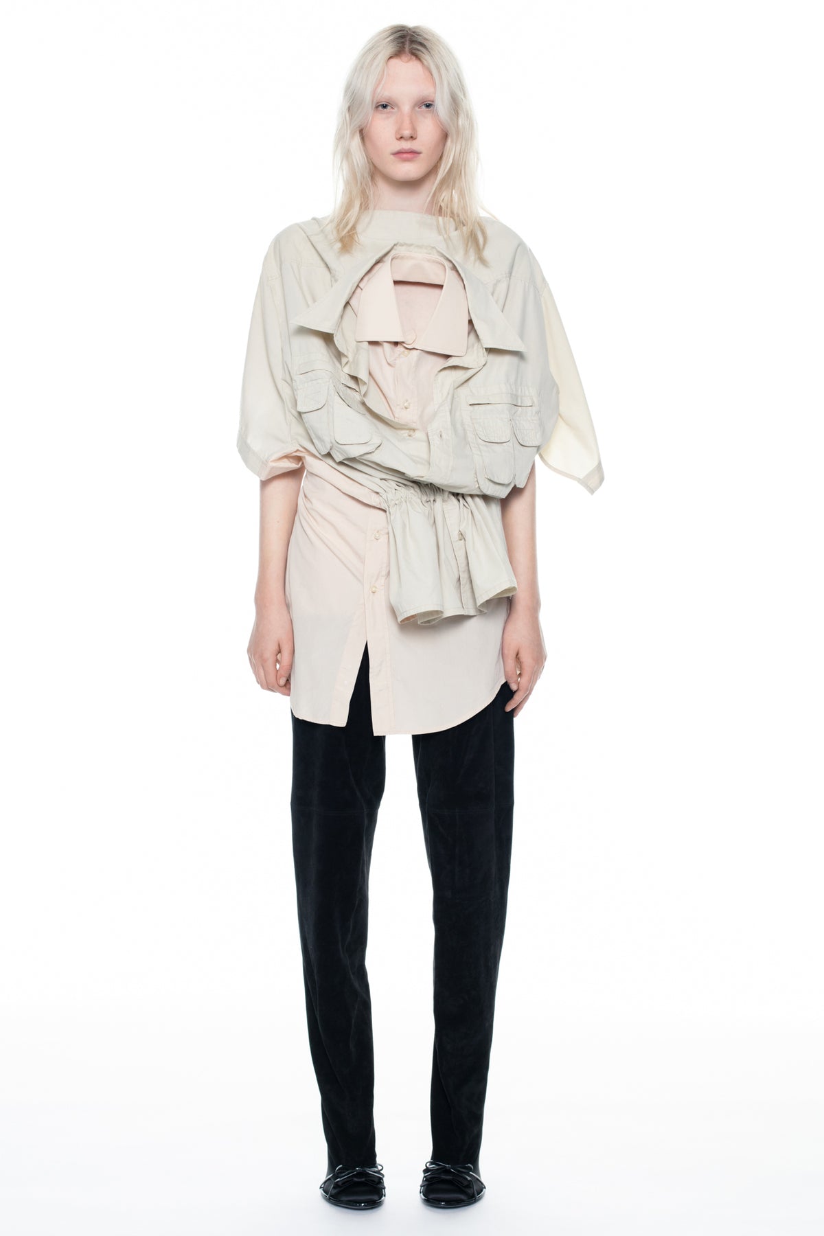 TWISTED SHIRT DRESS in cream