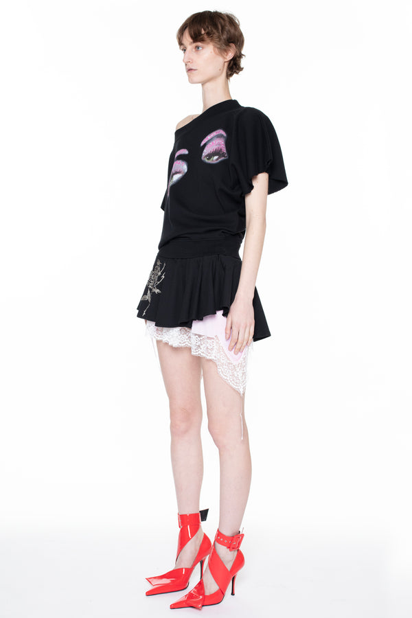 STUFFED T-SHIRT SKIRT in black