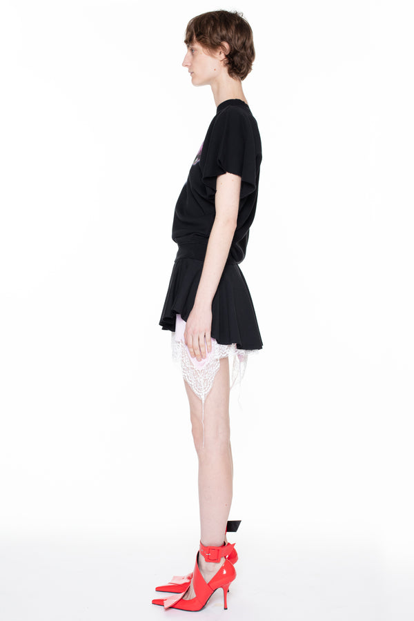 STUFFED T-SHIRT SKIRT in black