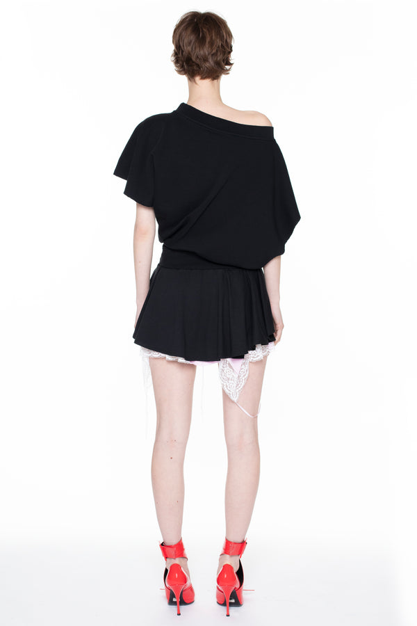 STUFFED T-SHIRT SKIRT in black