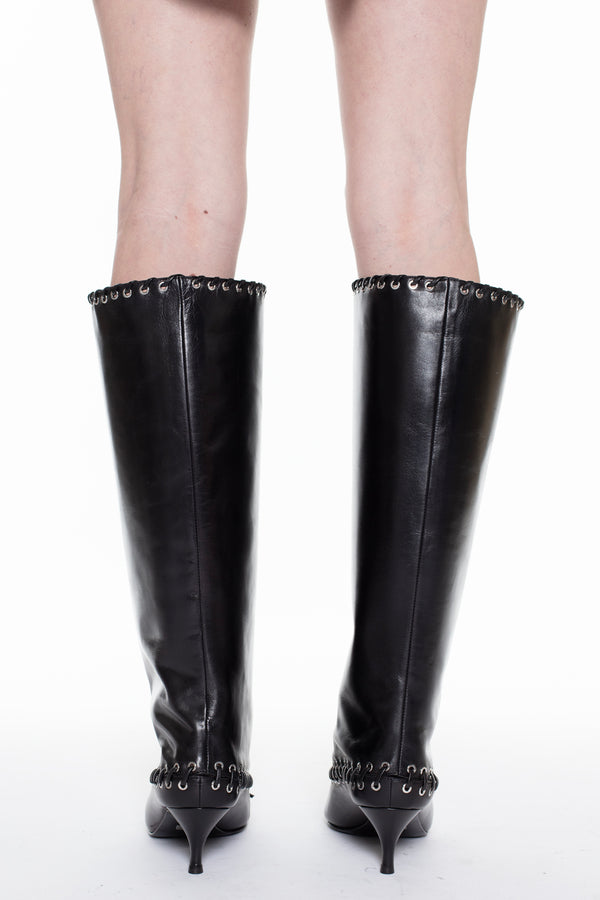 LEVEL BOOT, KNEE HIGH in black nappa