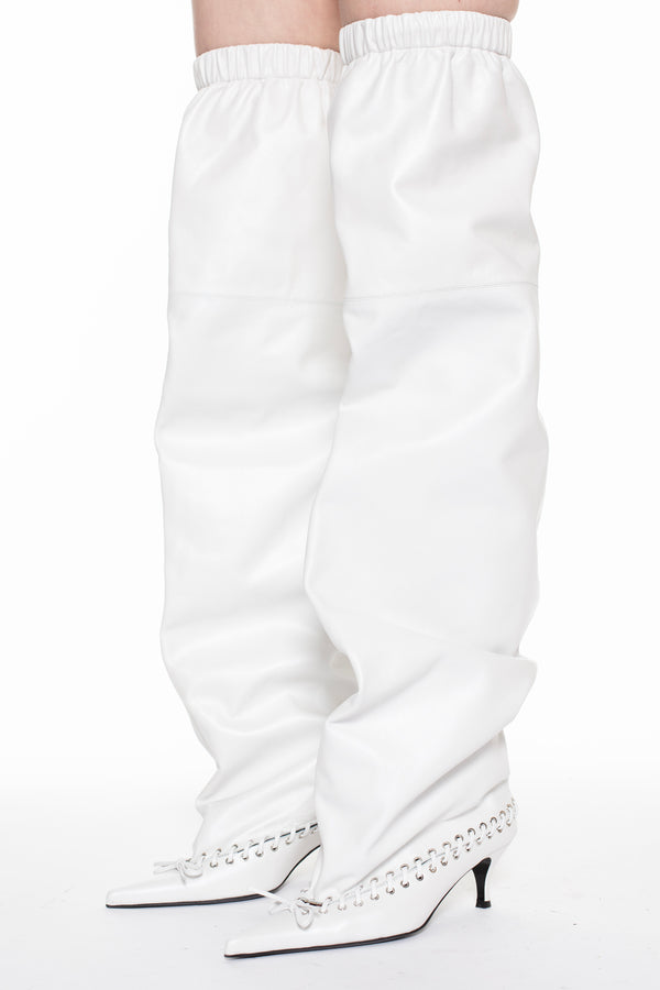LEVEL BOOT, THIGH HIGH in white perlato nappa