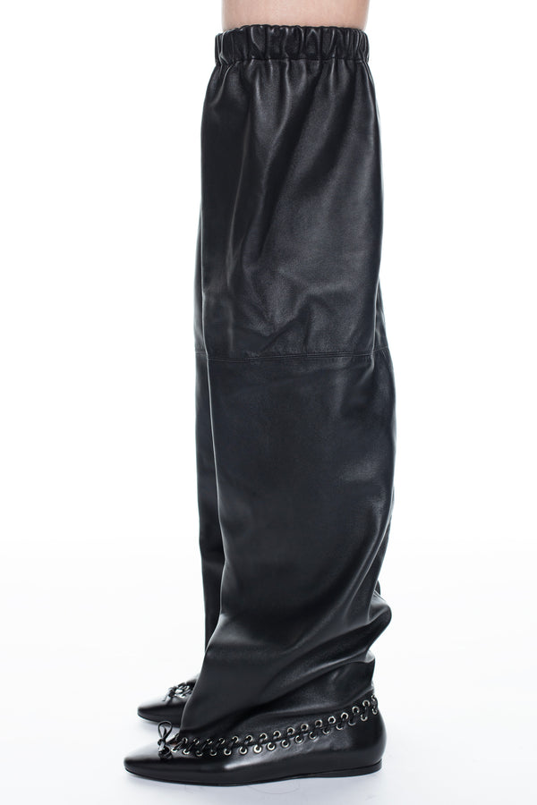 LEVEL BOOT, FLAT THIGH HIGH in black nappa
