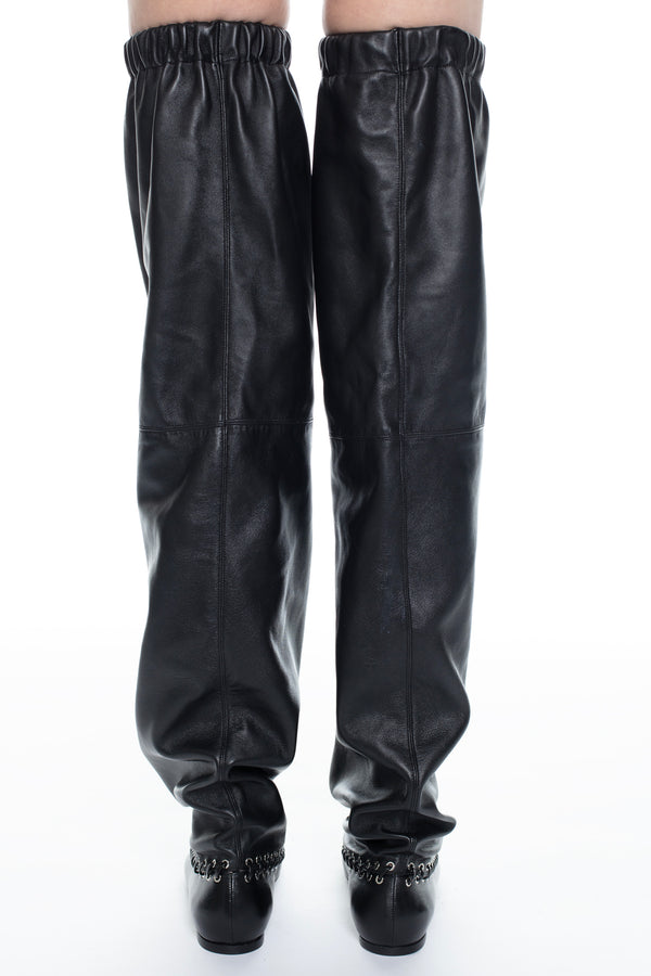 LEVEL BOOT, FLAT THIGH HIGH in black nappa