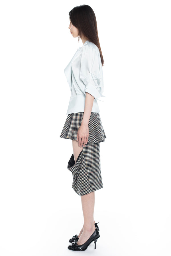 SLICED PENCIL SKIRT in tartan