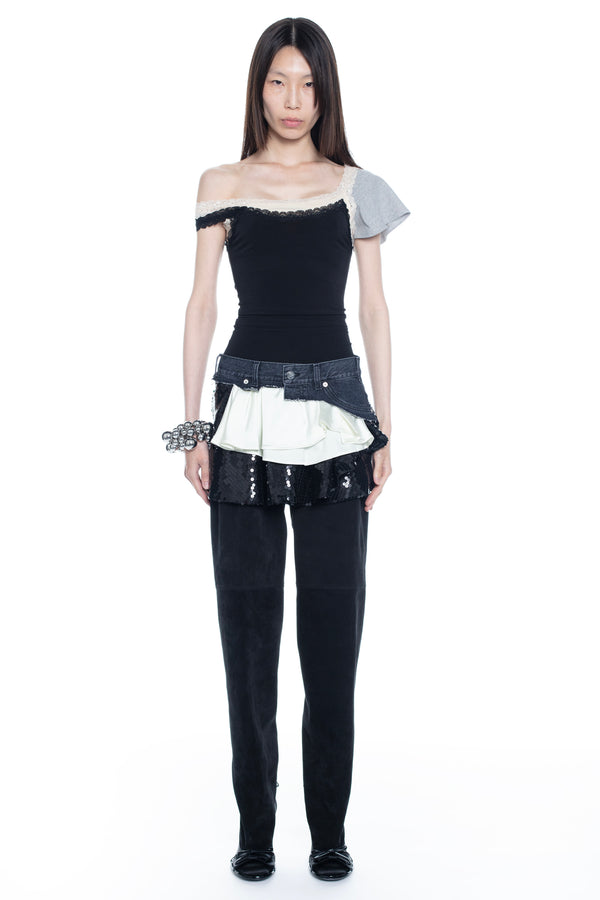 SEQUIN TRIPLE SKIRT in black