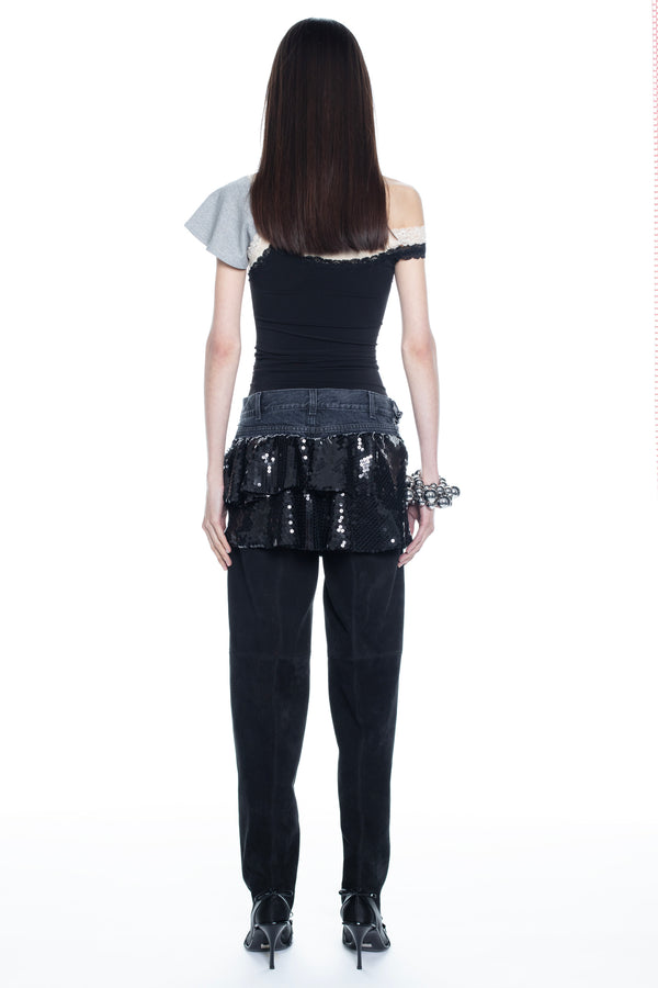 SEQUIN TRIPLE SKIRT in black