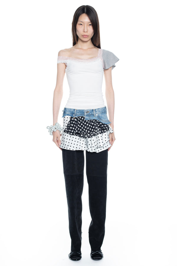 POLKA DOT TRIPLE SKIRT in light blue