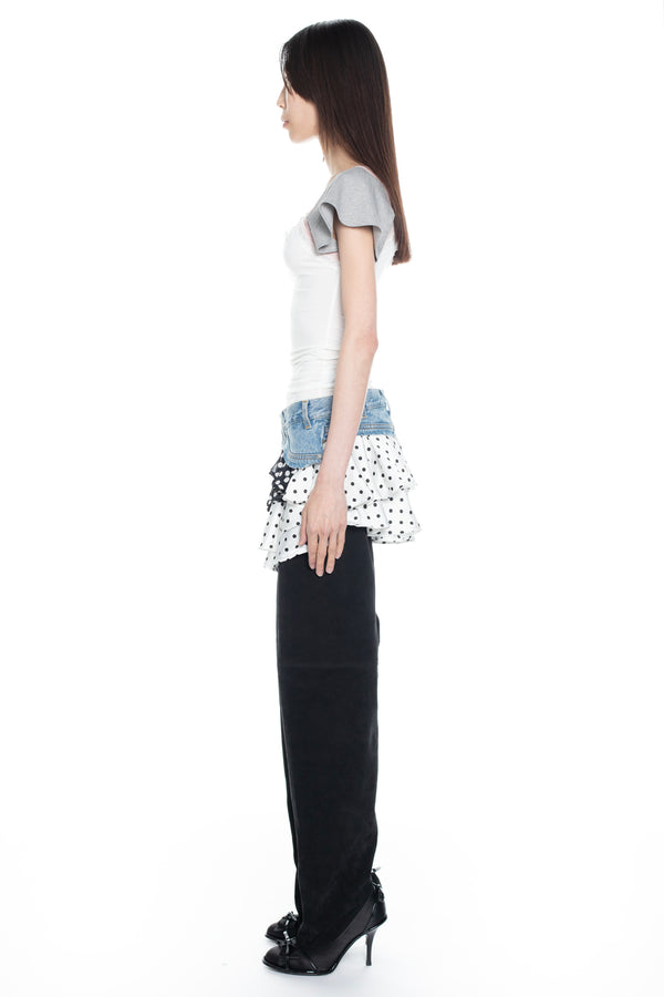 POLKA DOT TRIPLE SKIRT in light blue