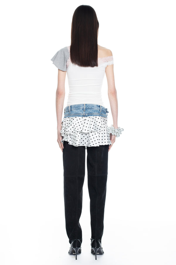 POLKA DOT TRIPLE SKIRT in light blue