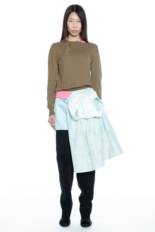 DOUBLE POLO in army and pink