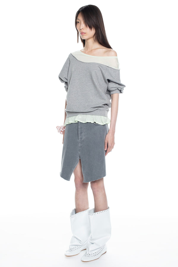 DISPLAY DENIM SKIRT in grey
