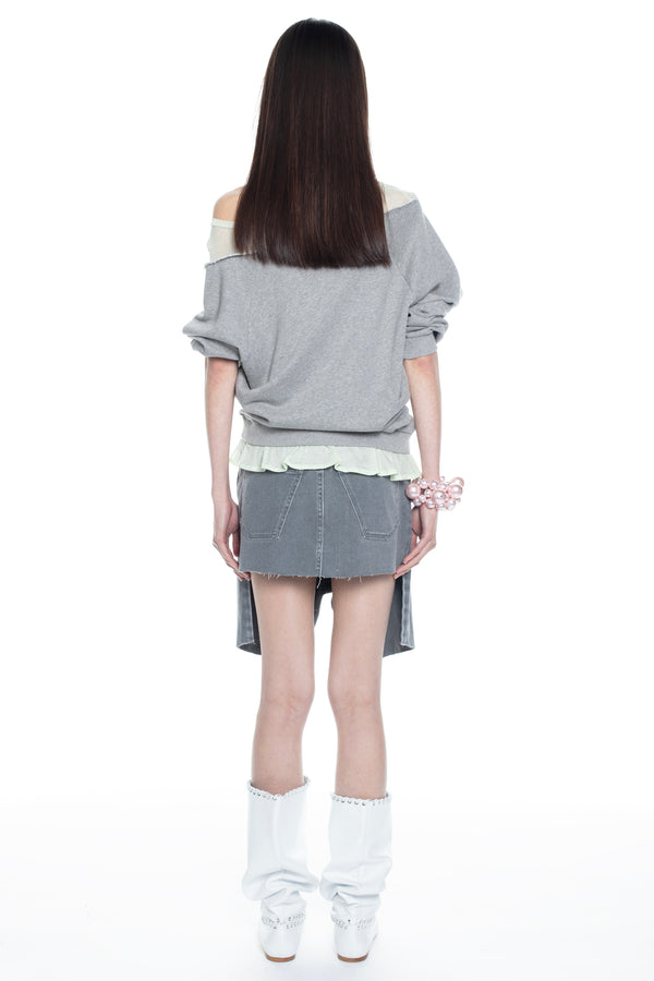 DISPLAY DENIM SKIRT in grey