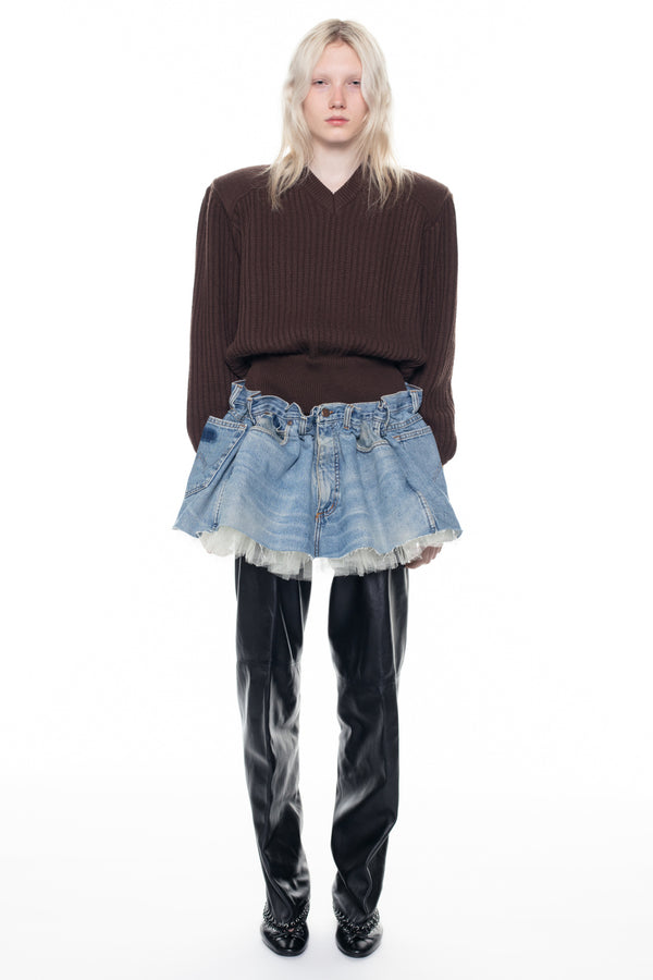 SCRUNCH DENIM SKIRT in blue