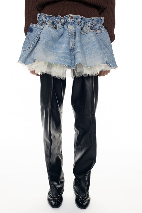 SCRUNCH DENIM SKIRT in blue