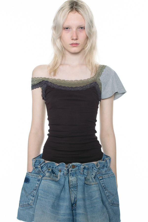 DOUBLE TANK TOP in brown and army