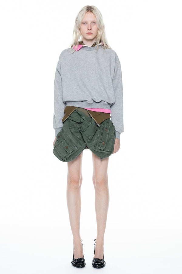 TRIPLE HOODIE in grey, khaki, and pink