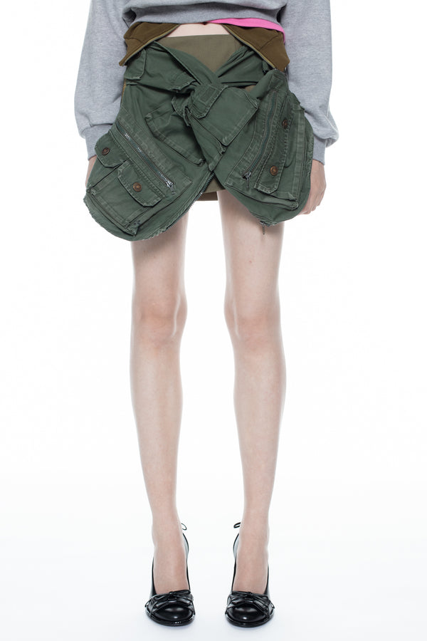 TWISTED CARGO SKIRT in khaki