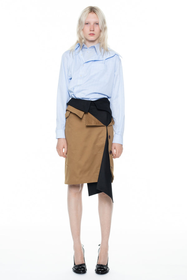 TRENCH COAT SKIRT in beige and black