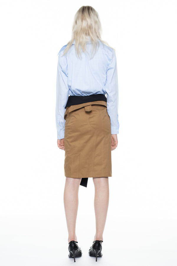 TRENCH COAT SKIRT in beige and black