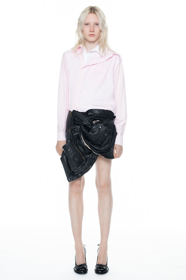 TWISTED LEATHER CARGO SKIRT in black