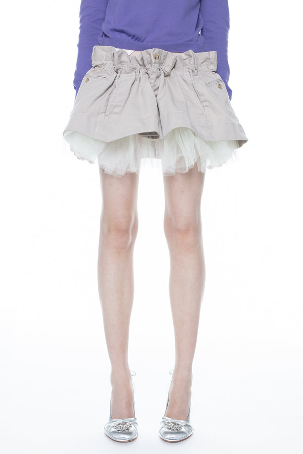 SCRUNCH CHINO SKIRT in beige