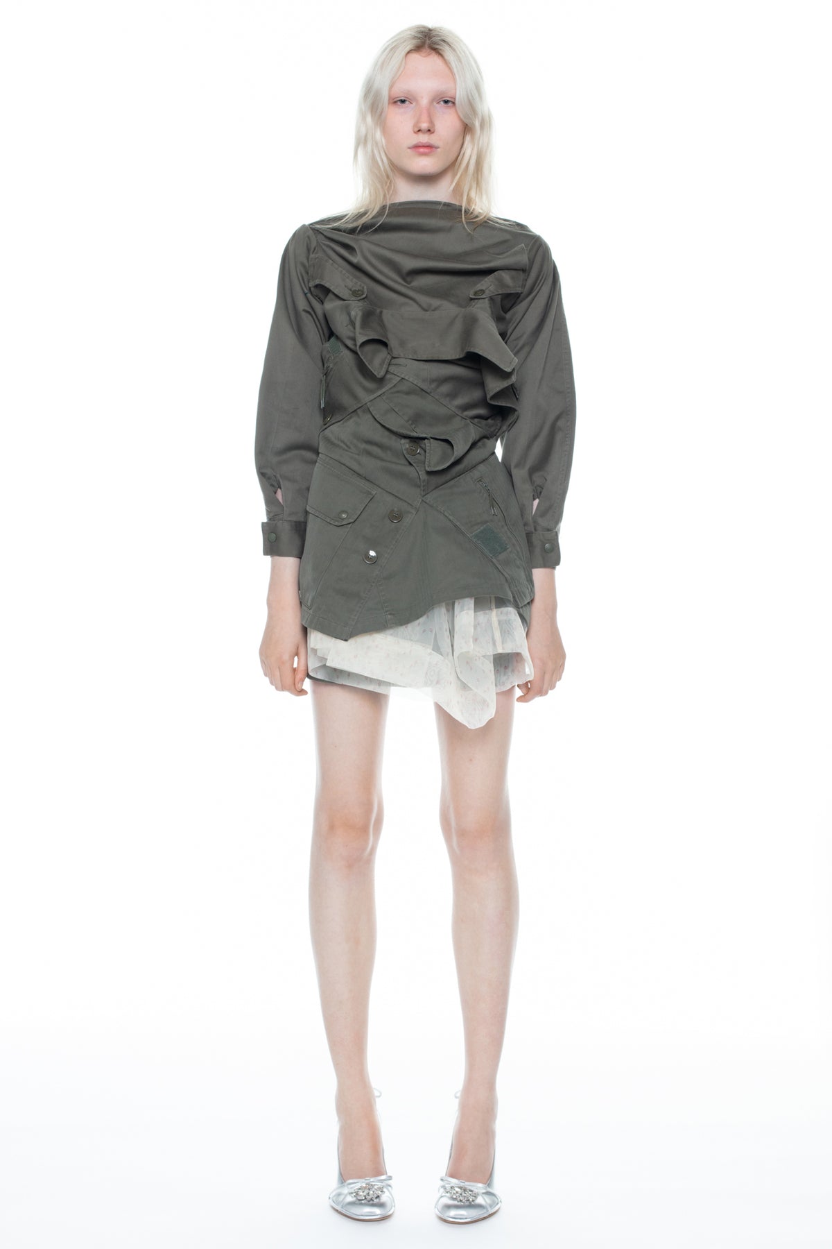 TWISTED ARMY JACKET DRESS in khaki