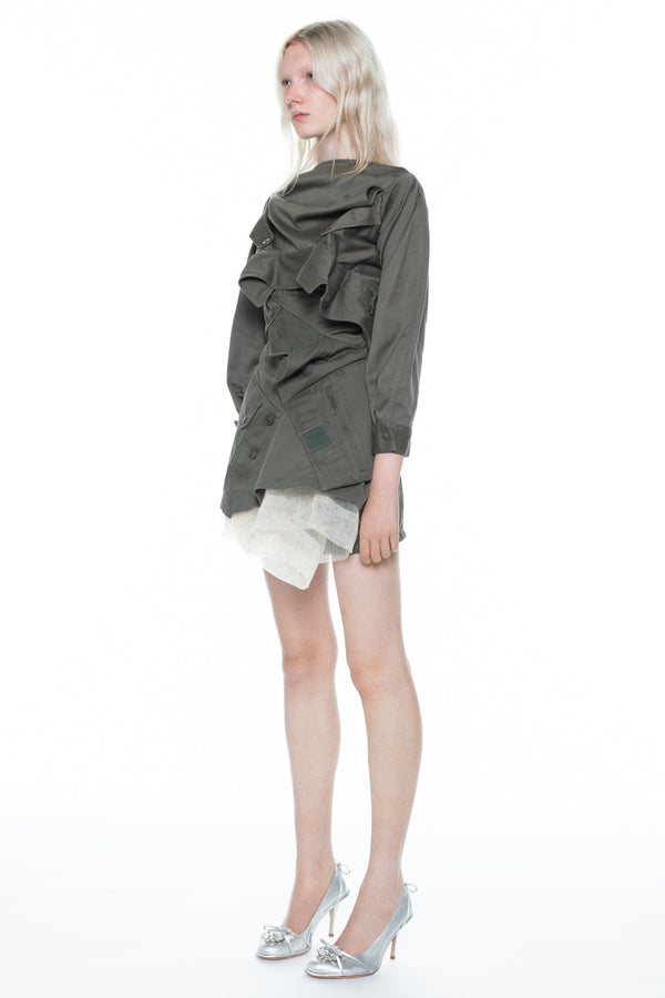 TWISTED ARMY JACKET DRESS in khaki