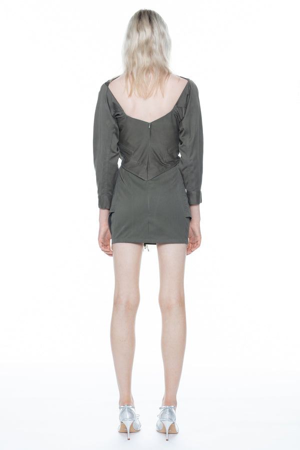 TWISTED ARMY JACKET DRESS in khaki