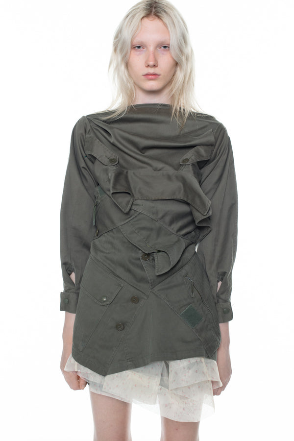 TWISTED ARMY JACKET DRESS in khaki