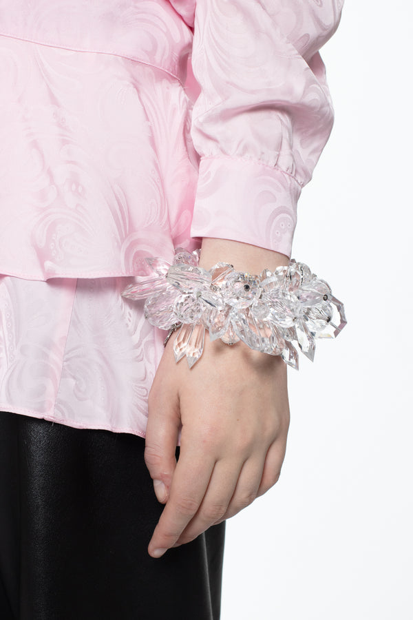 PUFFED PEARL BRACELET in clear crystal